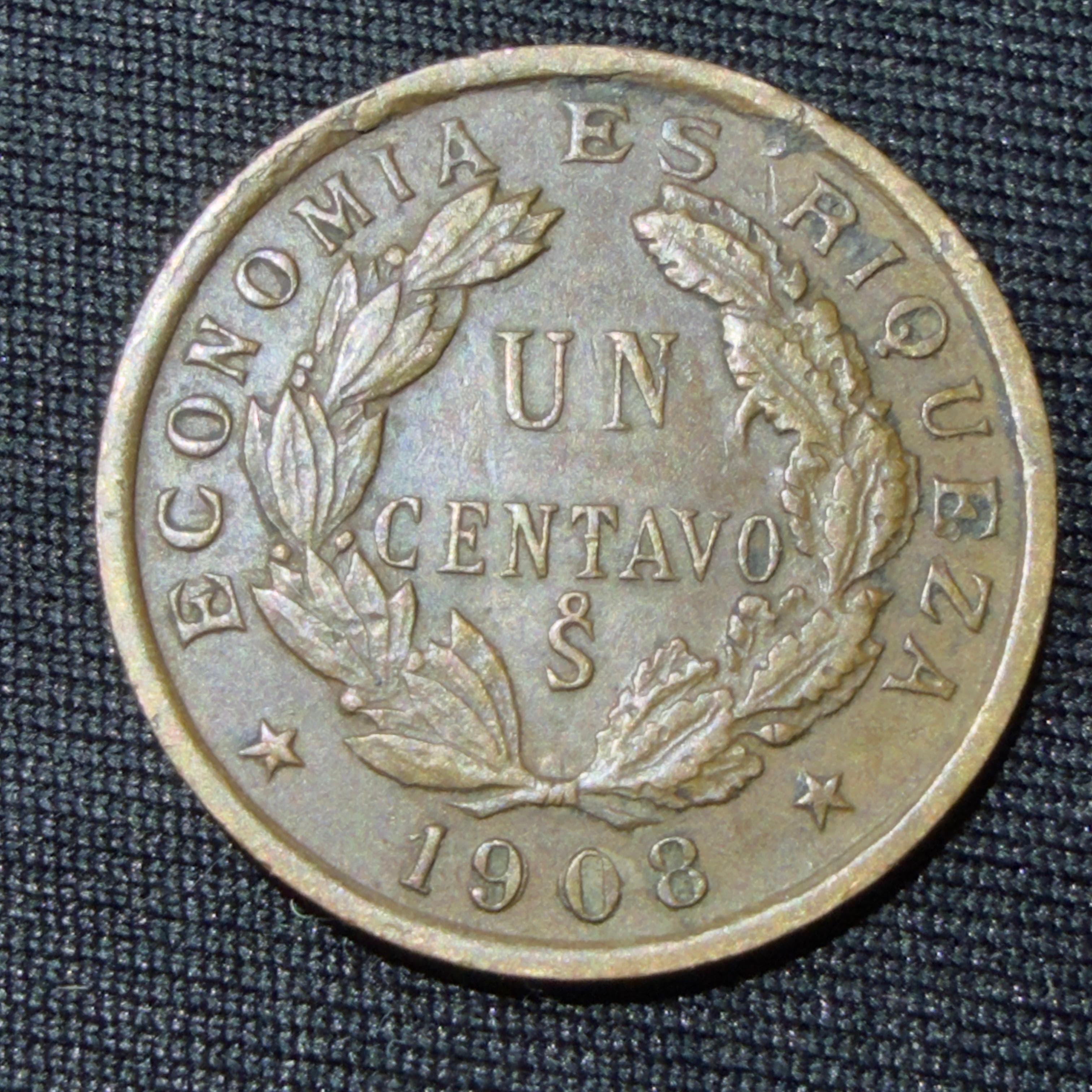 Chile · 1 Centavo · Peso Chileno · 1908