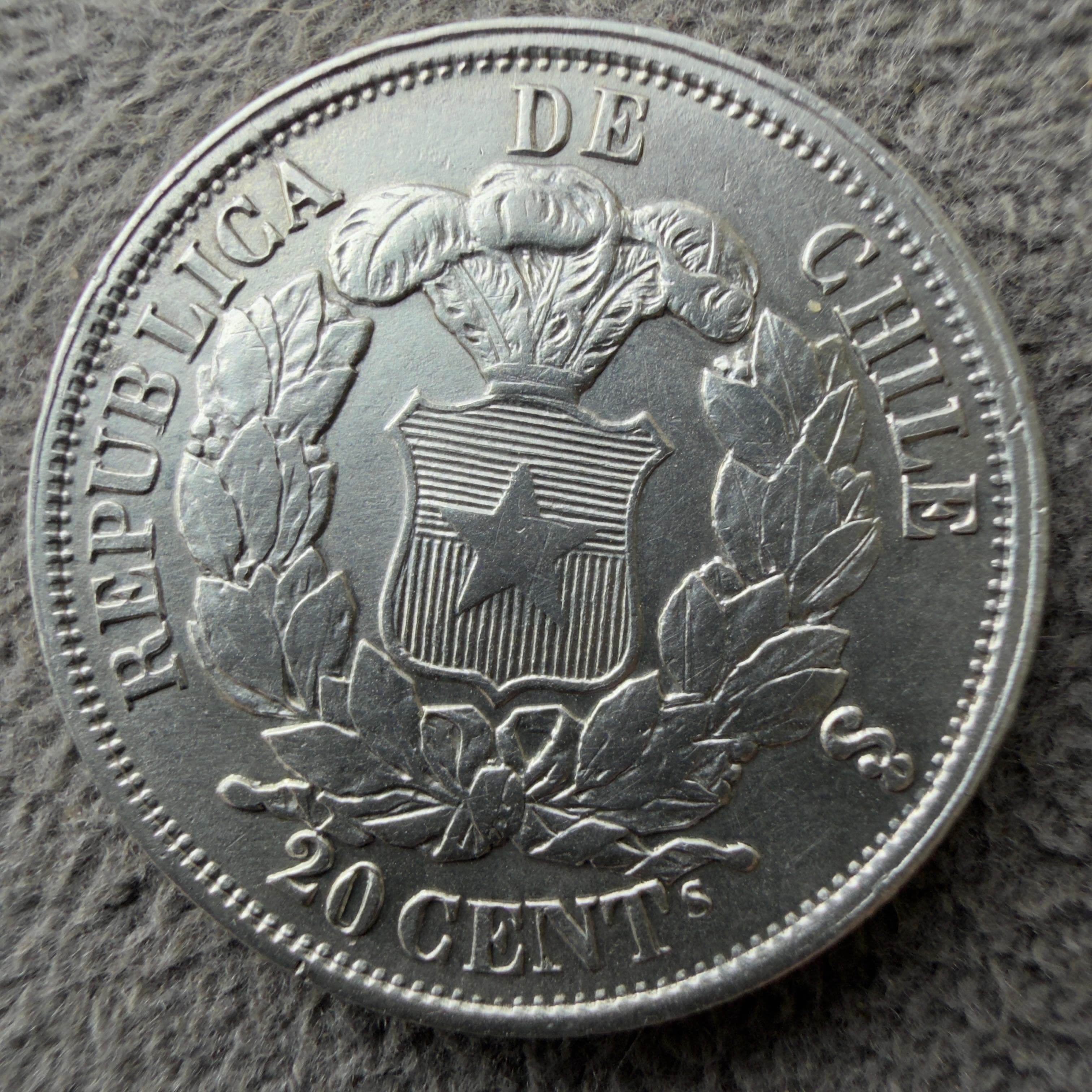 Chile · 20 Centavos · Peso Chileno · 1866