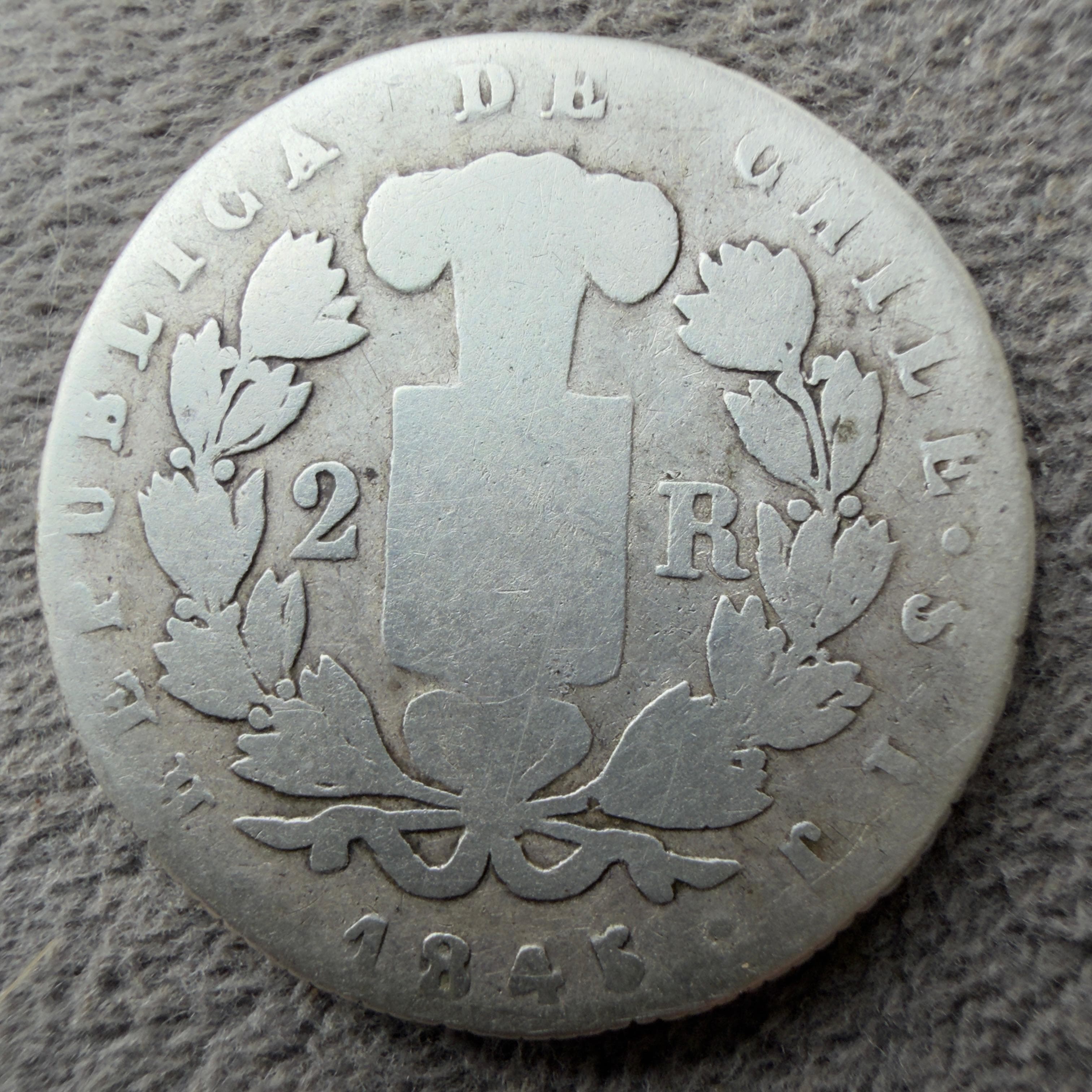 Chile · 2 Reales · Peso Chileno · 1845